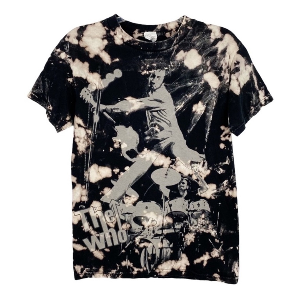 The Who | Acid Wash Black Tie Dye Graphic Band Tee Size Small